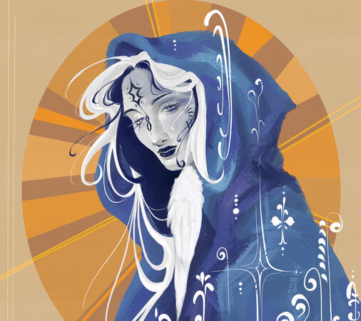 painting like rendered bust, simple bg