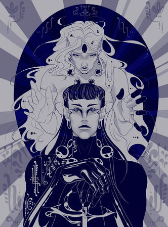 "black"&amp;"white" bust, simple shape background