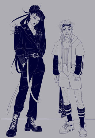 no bg, "black&white" full body no bg, "black&white" full body