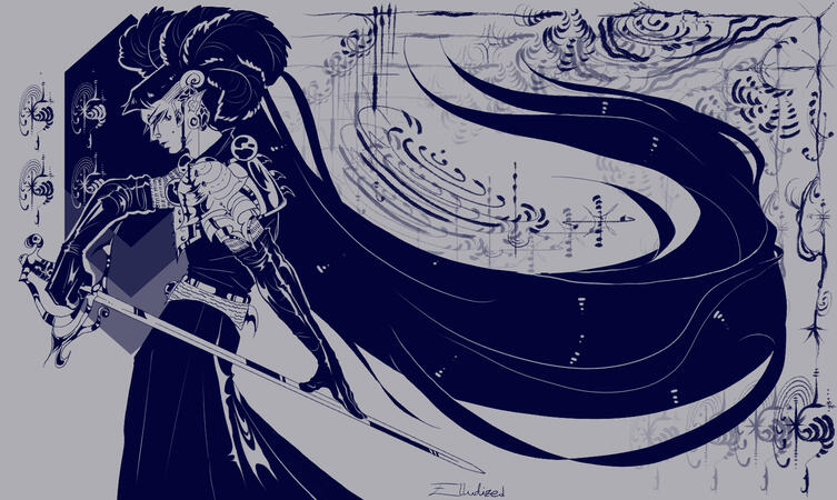 "black&amp;white" half body, simple bg